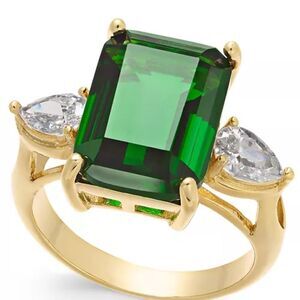 Charter Club Emerald Cut Crystal Ring Plate, Gold